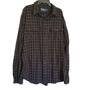 Polo Ralph Lauren Mens Black Red White Plaid Long Sleeve Button Flannel Shirt XL